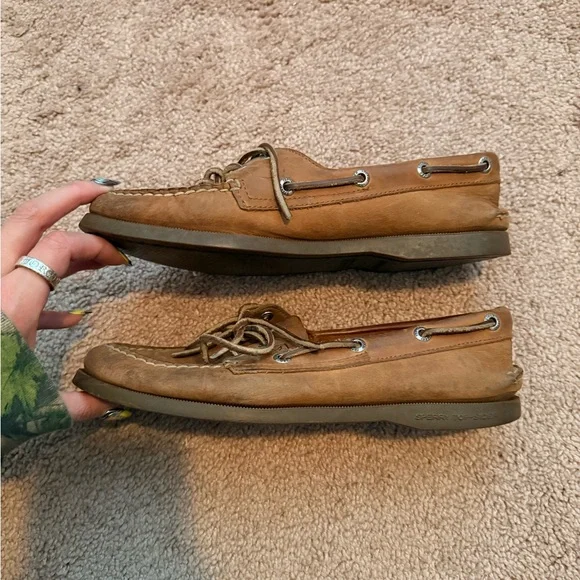 Sperry Tan Leather Boat Shoes - Picture 4 of 7